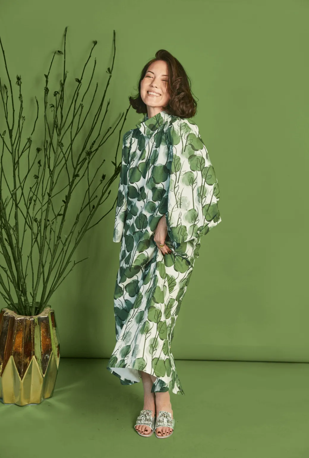 Bell Sleeve Maxi Mod Dress - Forest Fleur street edit