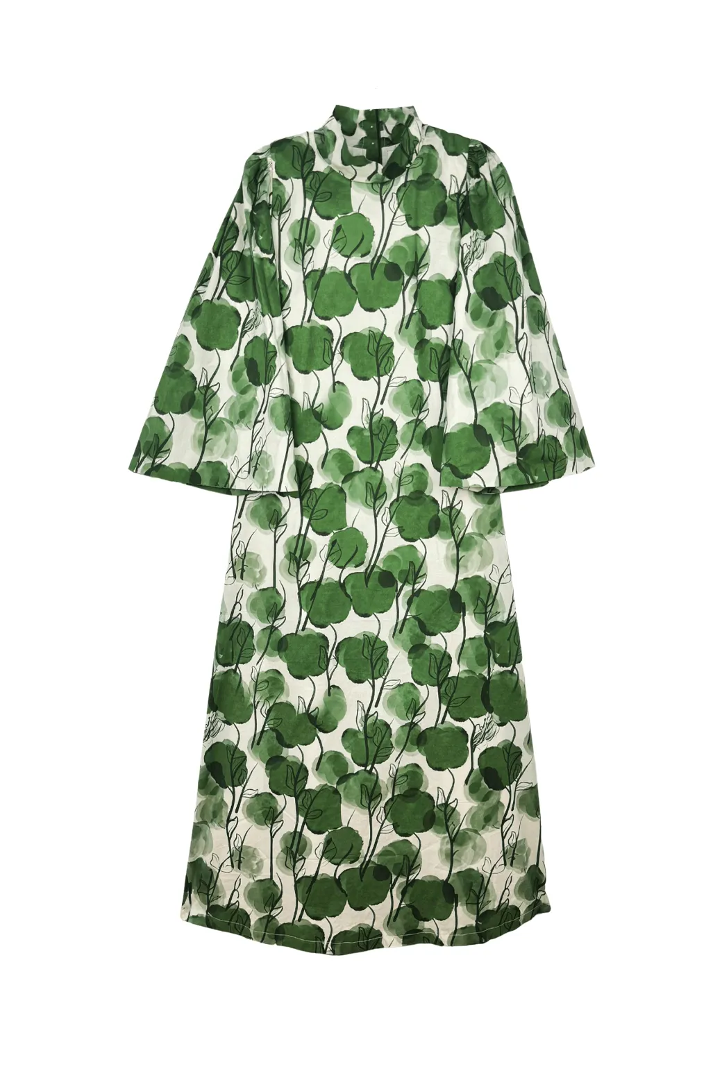 Bell Sleeve Maxi Mod Dress - Forest Fleur soft harmony