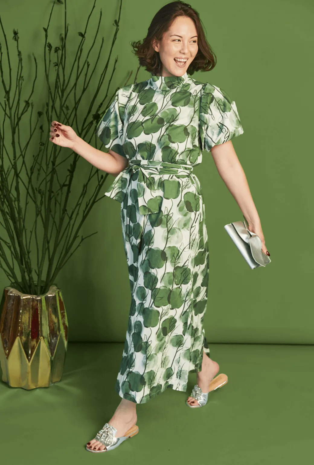 Bell Sleeve Maxi Mod Dress - Forest Fleur natural style