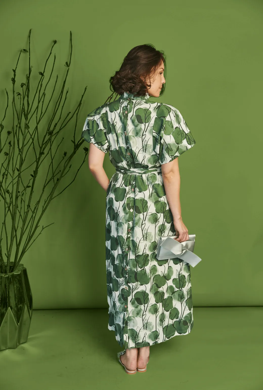 Bell Sleeve Maxi Mod Dress - Forest Fleur easy layers