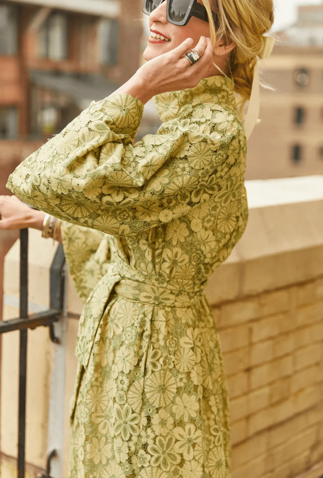 Bell Sleeve Maxi Mod Dress - Mint Lace joyful tone