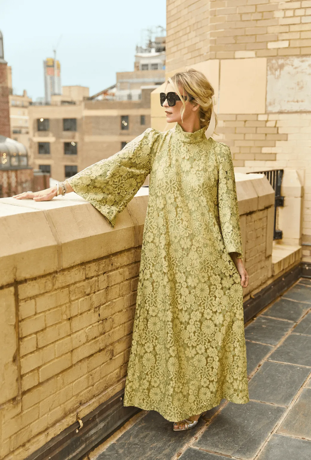 Bell Sleeve Maxi Mod Dress - Mint Lace photo ready