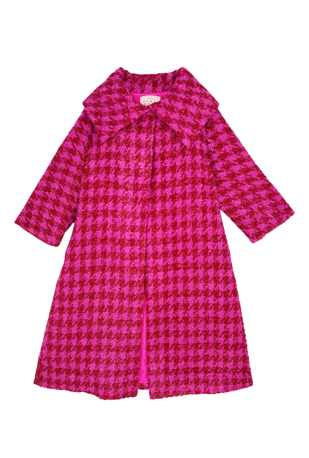 Belted Grace Coat - Pink & Red Tweed bold comfort