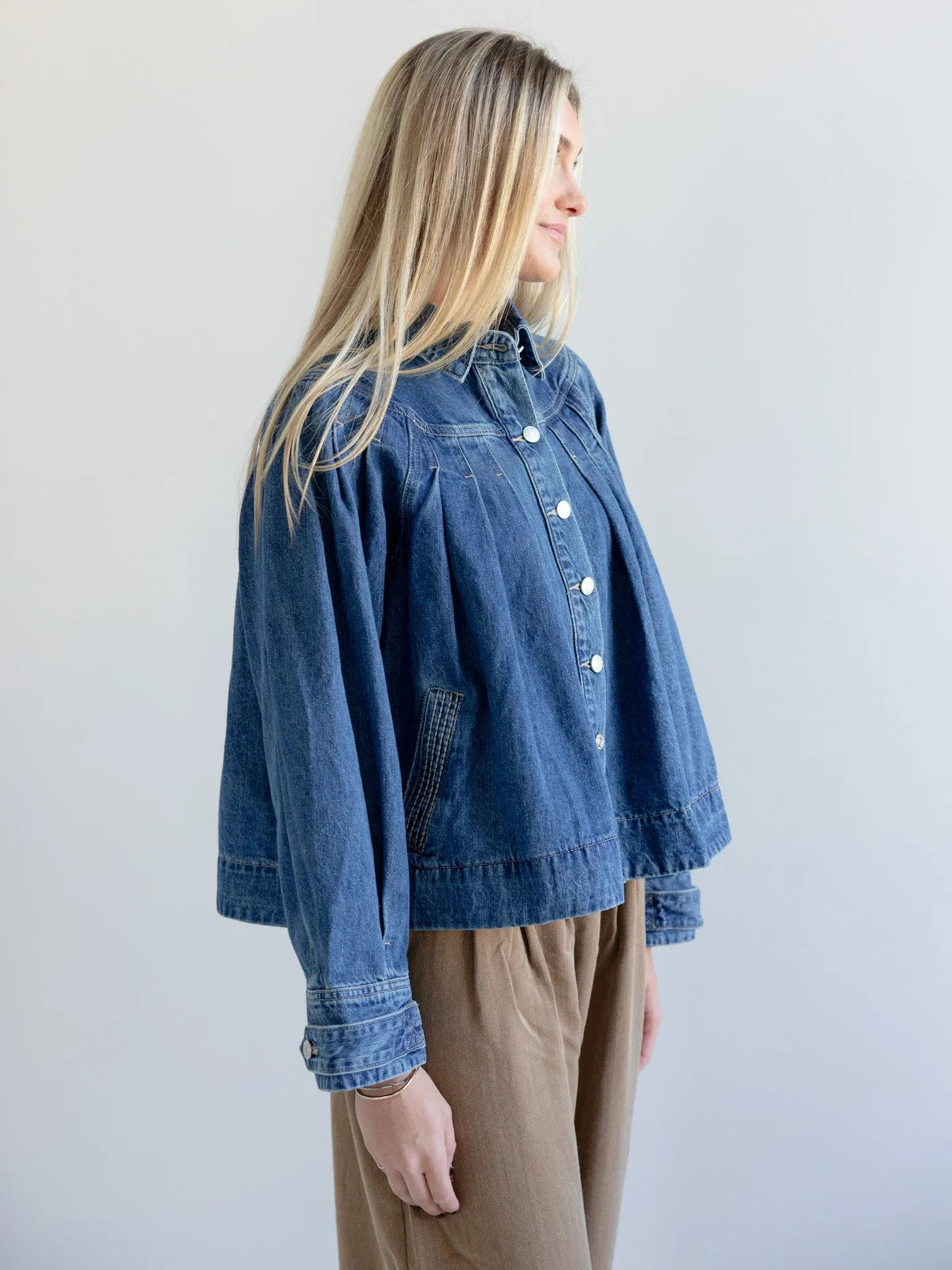 Beth Pleated Denim Jacket smooth soul