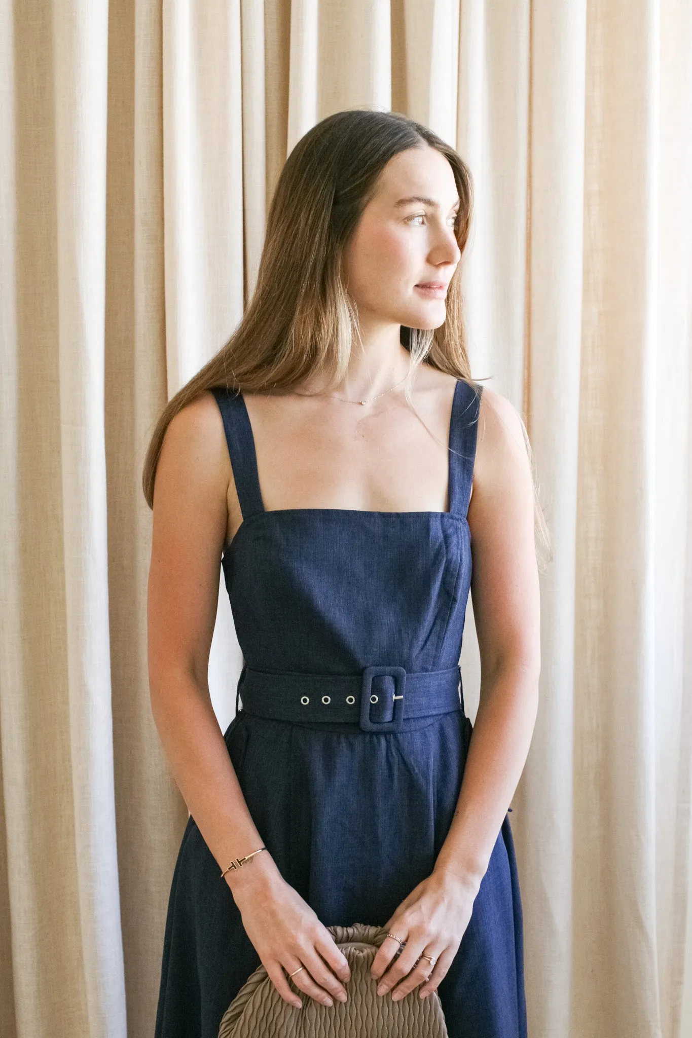 Bethany Belted Midi Dress elegant mode