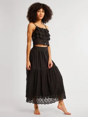 Betty Skirt in Black Petal Embroidery holiday mood
