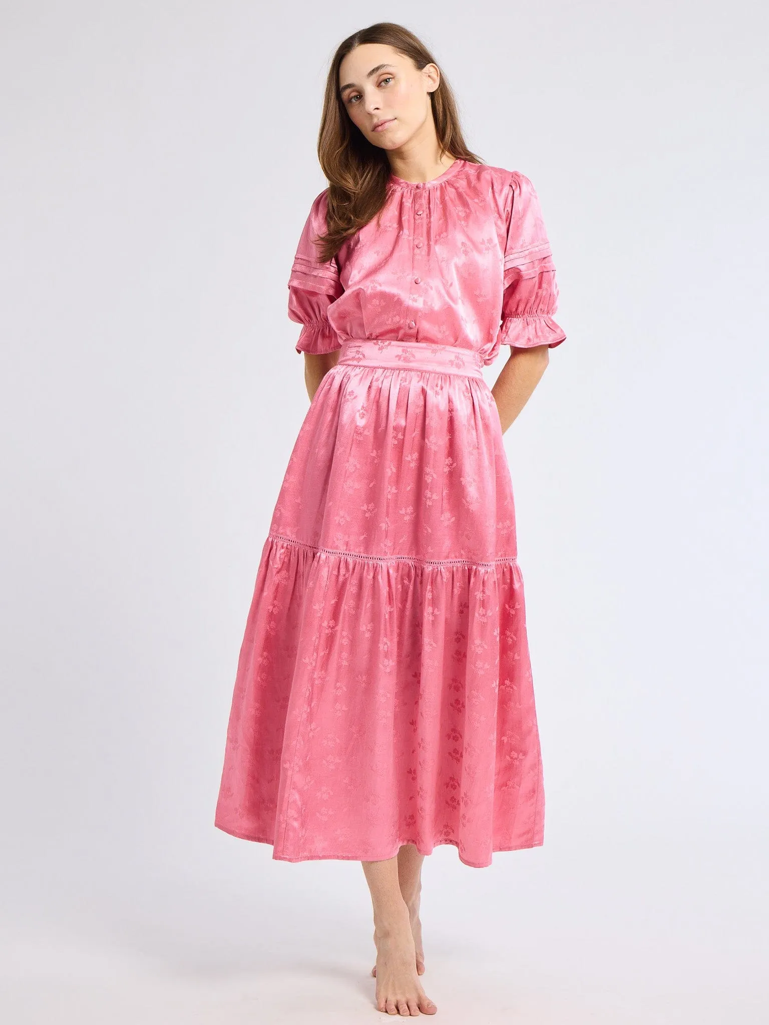 Betty Skirt in Geranium fashion stance