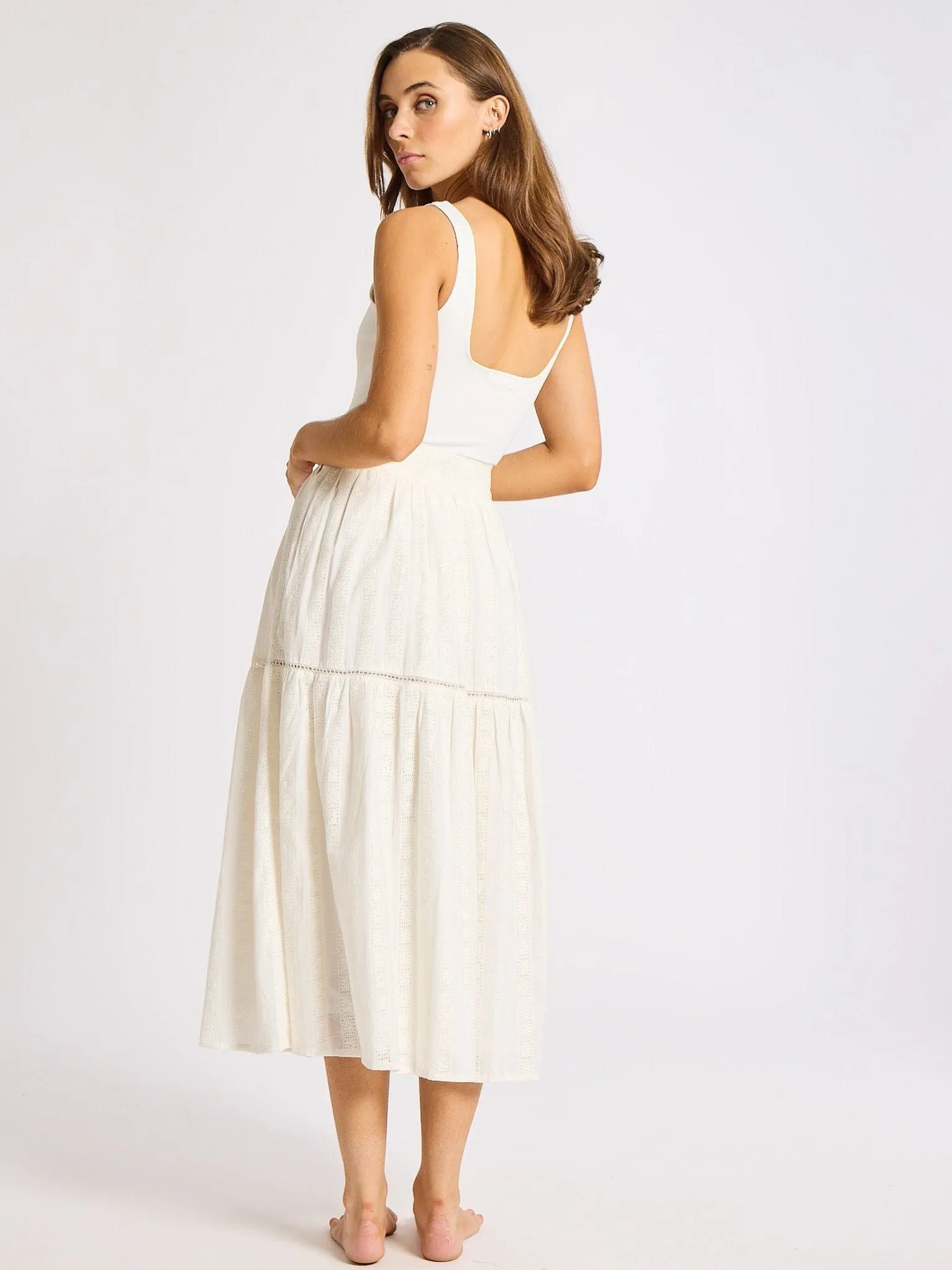 Betty Skirt in Ivory Eyelet casual business