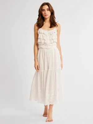 Betty Skirt in White Petal Embroidery casual wear