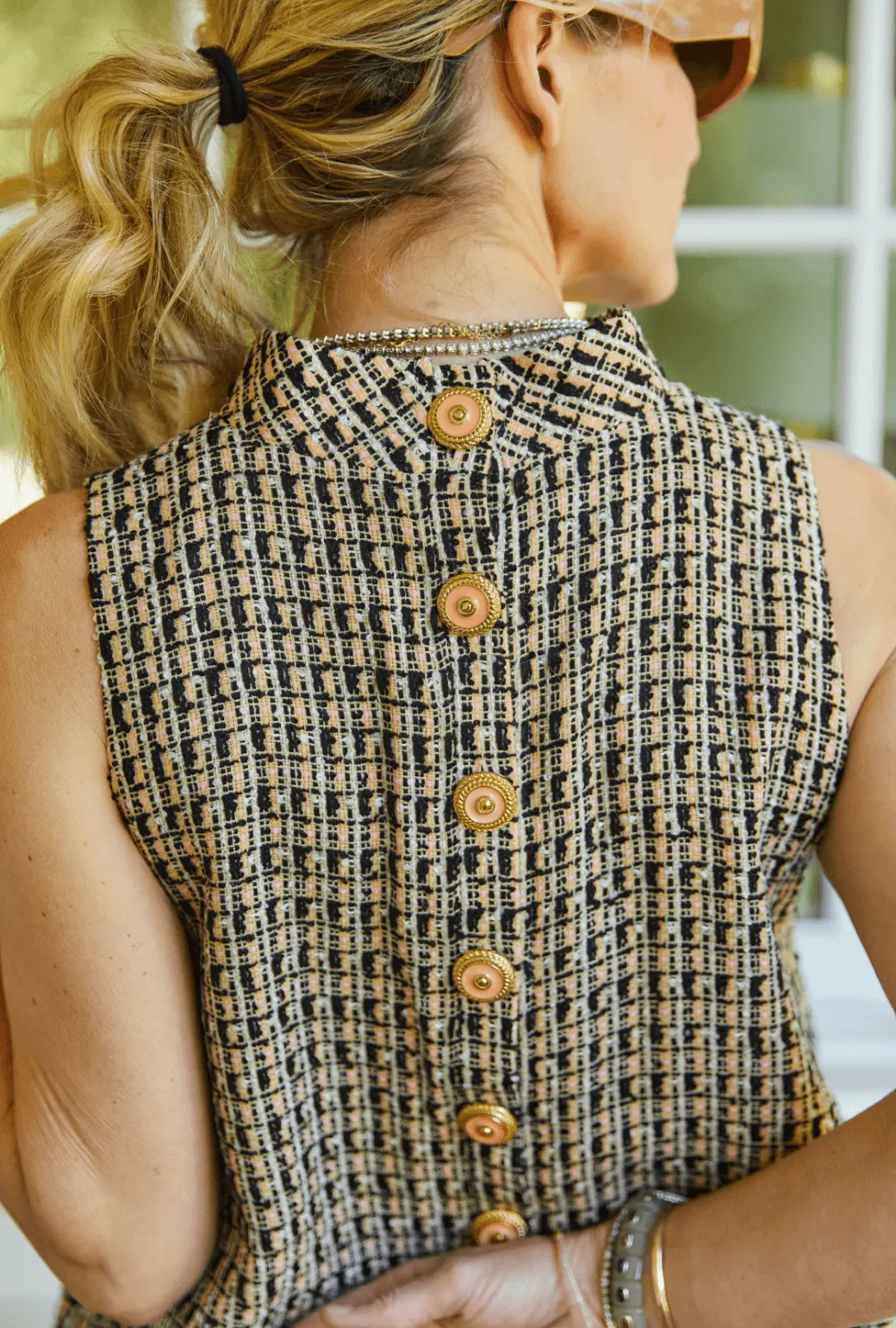 BF Sleeveless Mod Dress - Blush Tweed gentle charm
