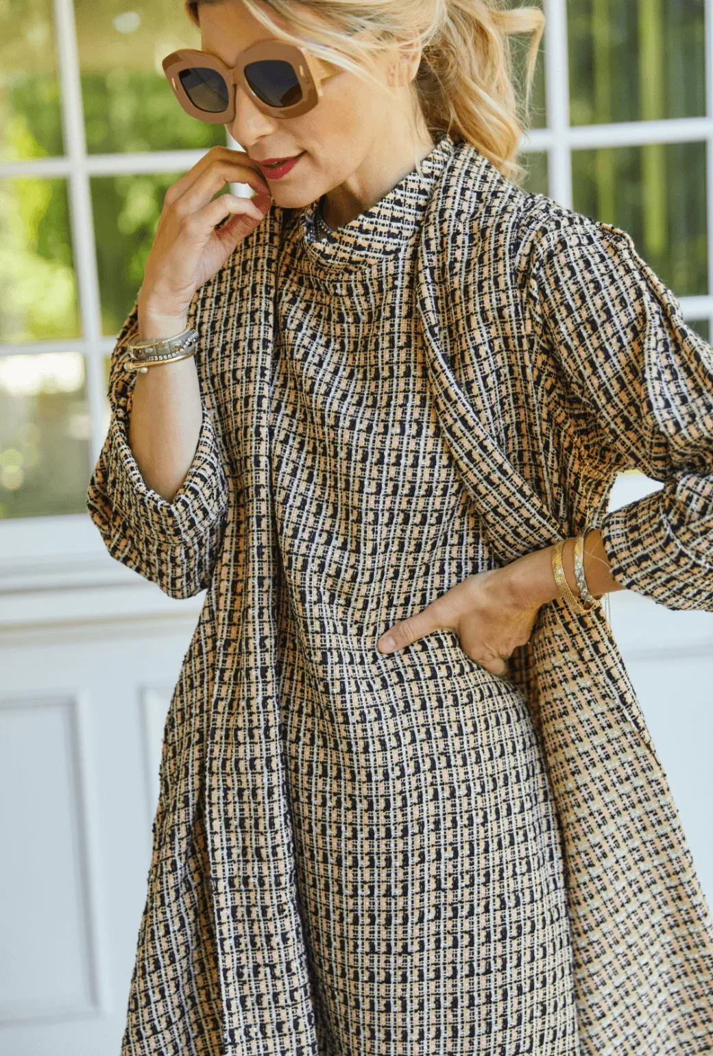 BF Sleeveless Mod Dress - Blush Tweed subtle luxe