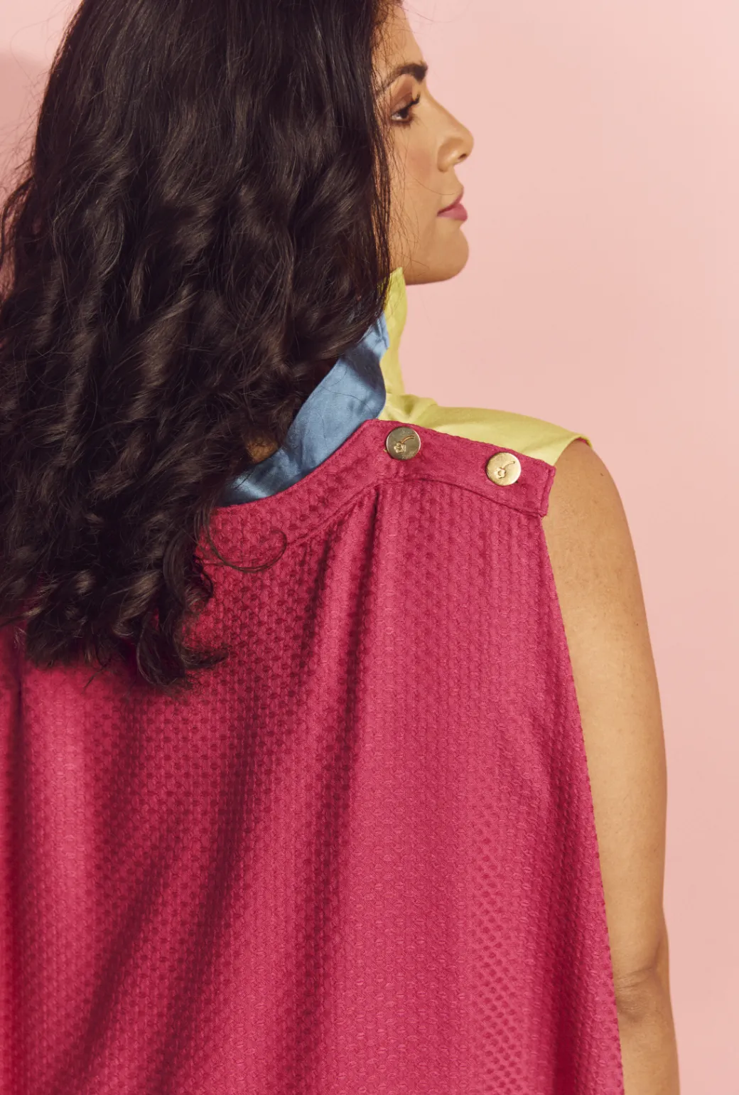 Big 10 Cape Dress - Chartreuse & Fuchsia cool vibe