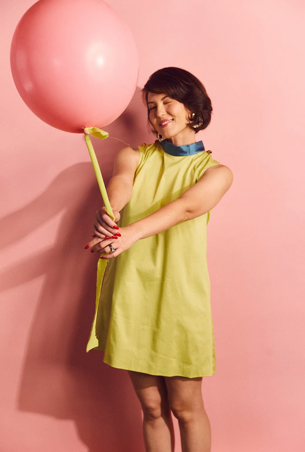 Big 10 Cape Dress - Chartreuse & Fuchsia holiday mood