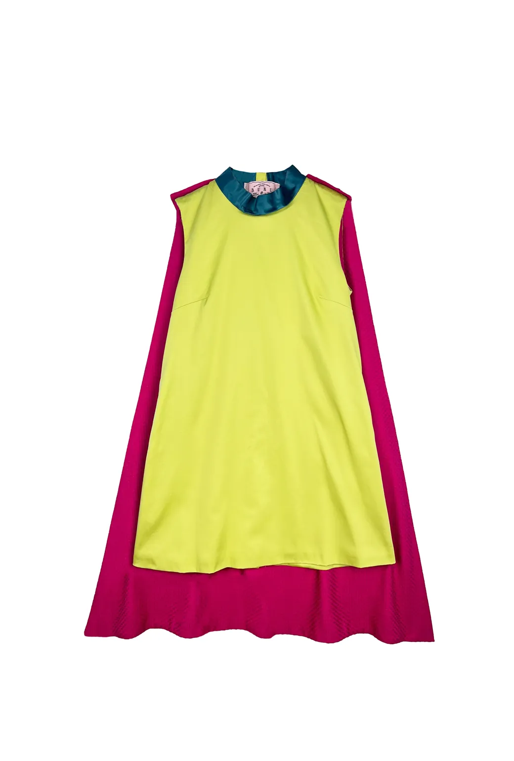 Big 10 Cape Dress - Chartreuse & Fuchsia travel light