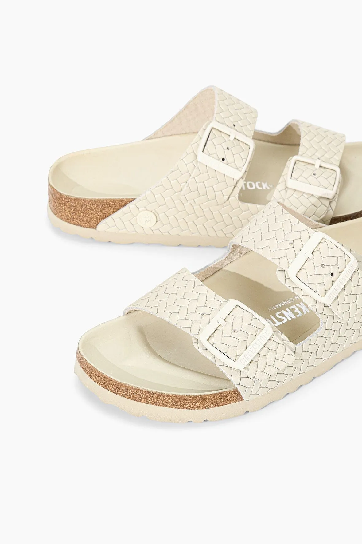 BIRKENSTOCK ARIZONA WOVEN EMBOSSED SANDAL | ECRU open heel