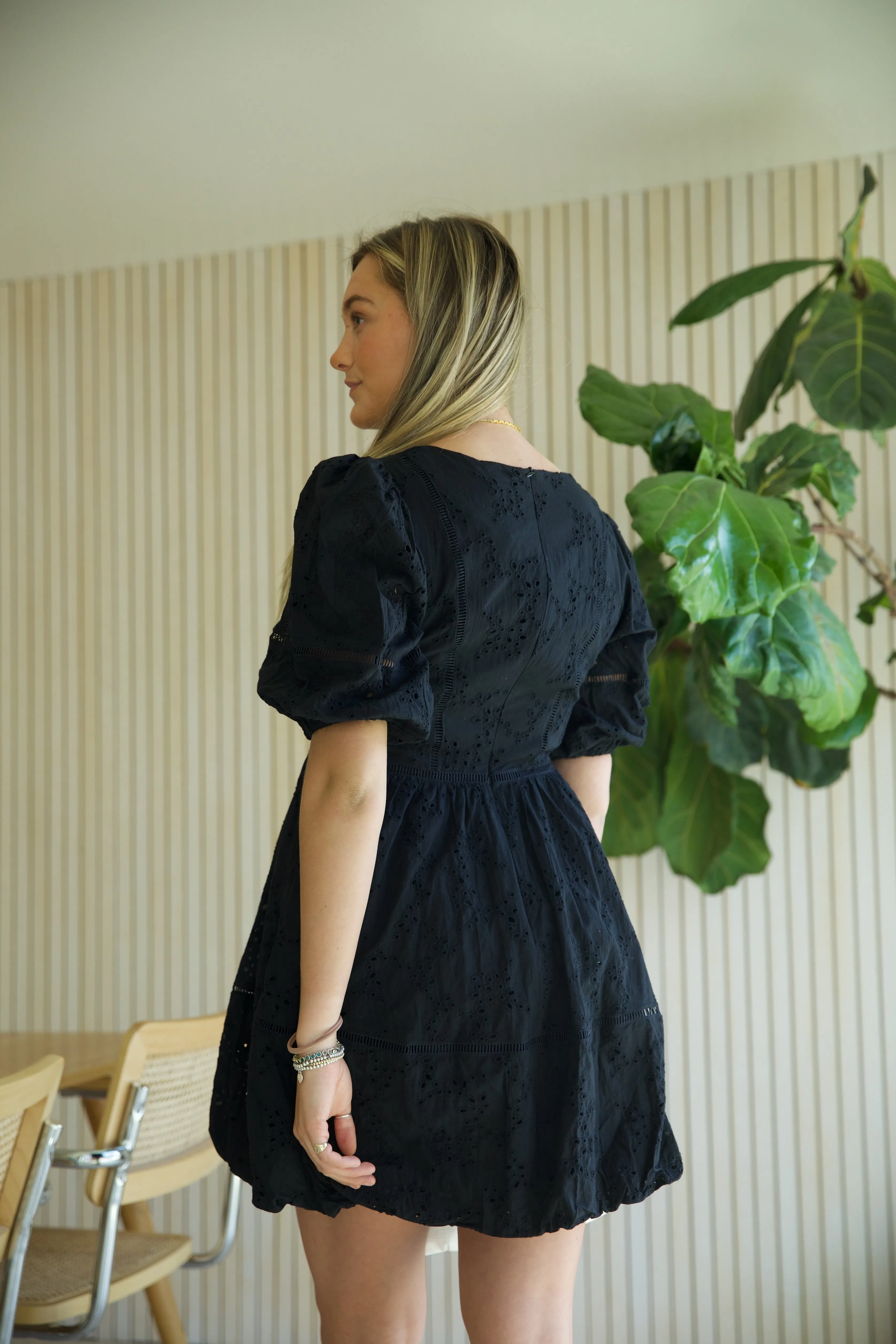 Black Eyelet Dress tropical feel