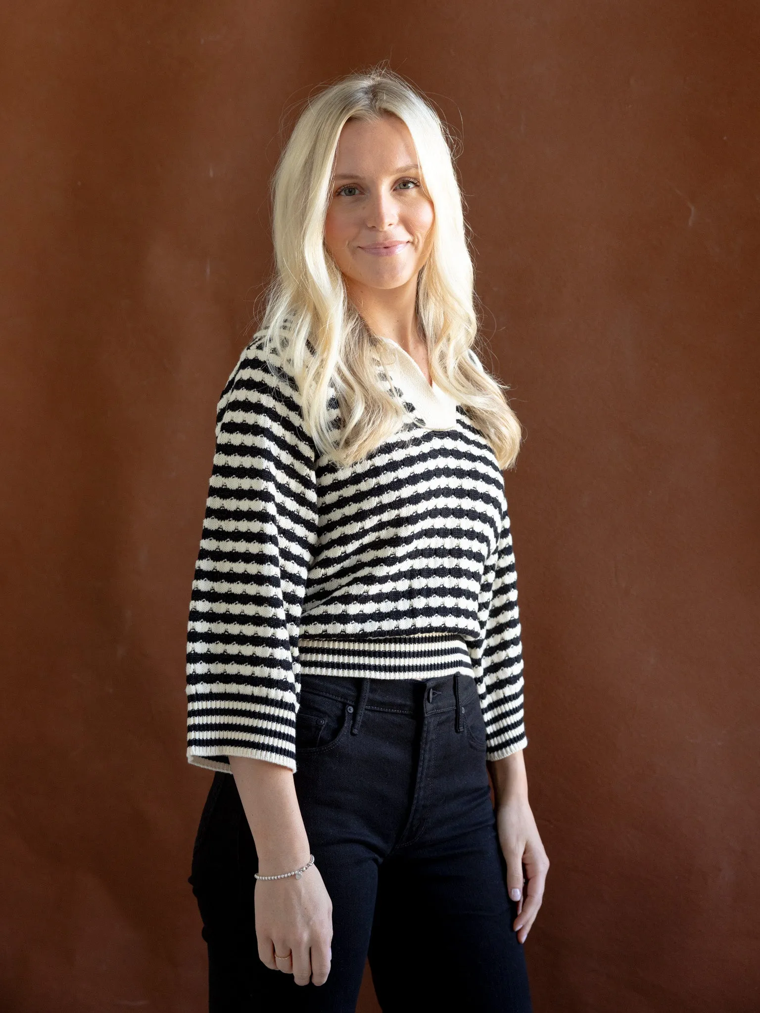 Blaire Striped Sweater Black Muted Tones
