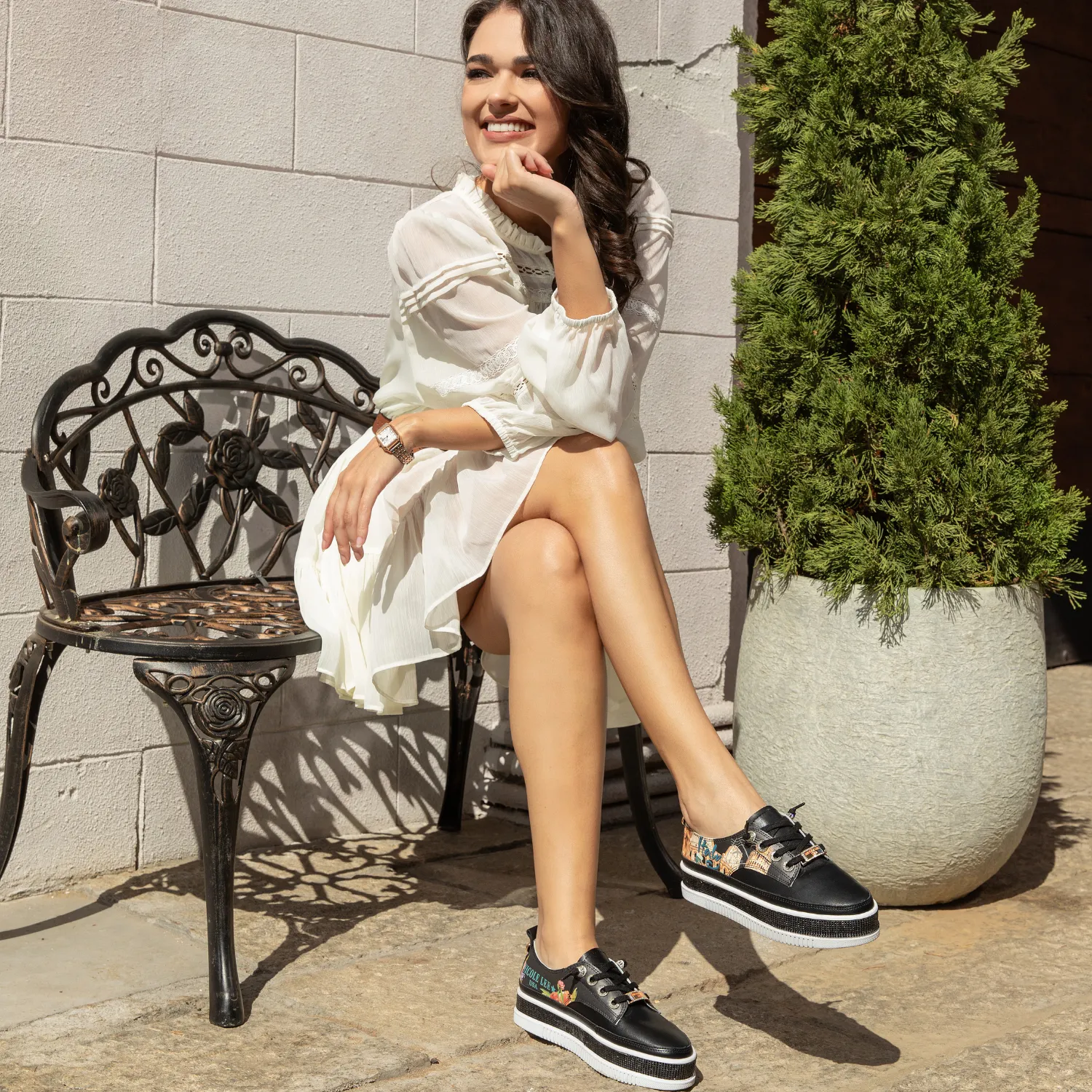 BLING PLATFORM LEATHER SNEAKER quick lace