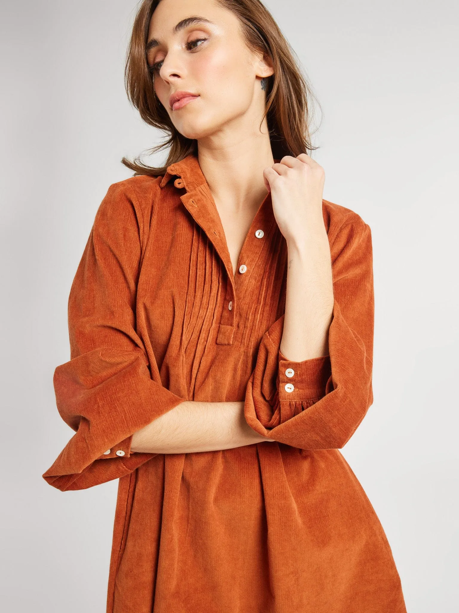 Bonnie Dress in Cinnamon Cord sunshine days