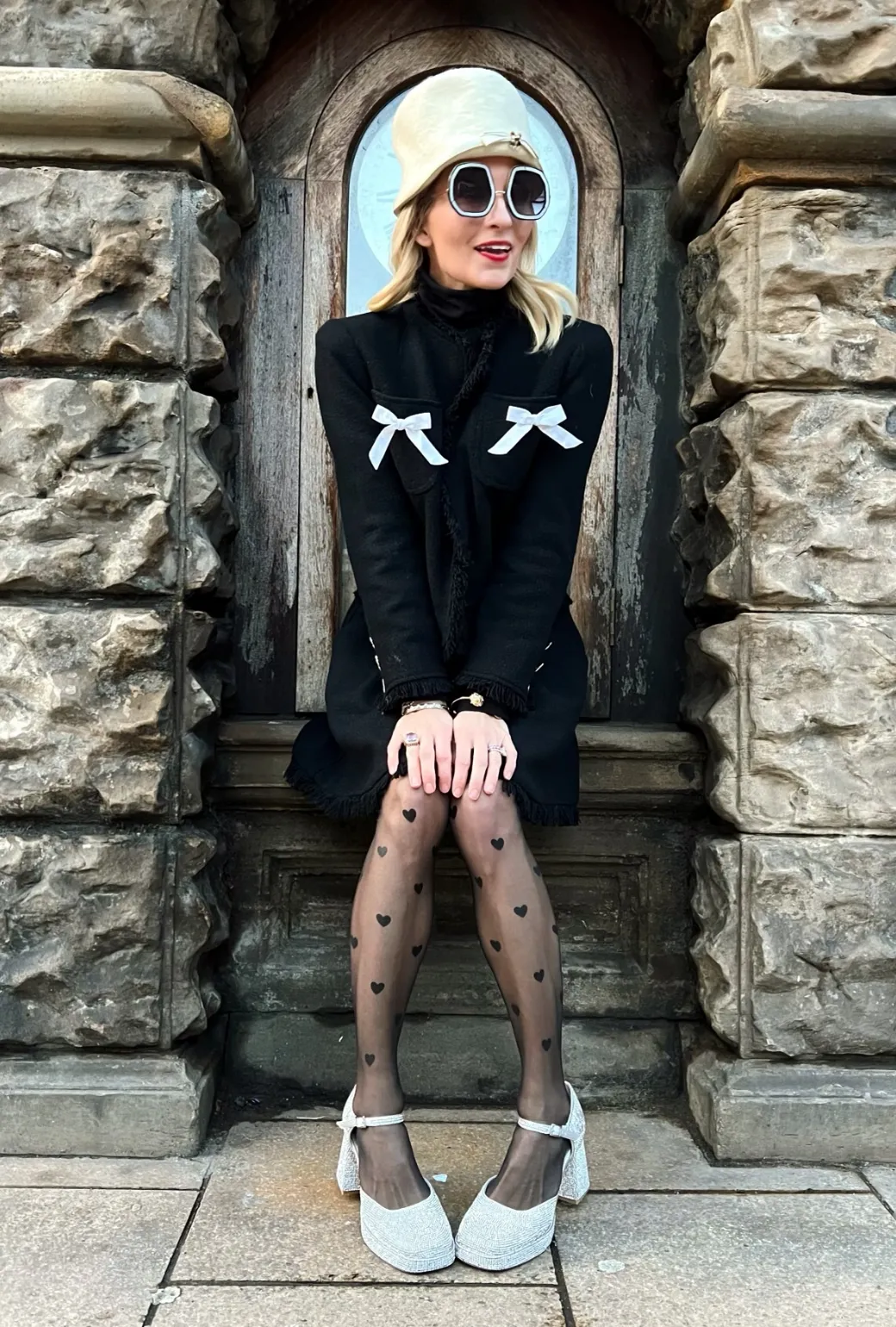 Bow Blazer - Black Tweed cold shield