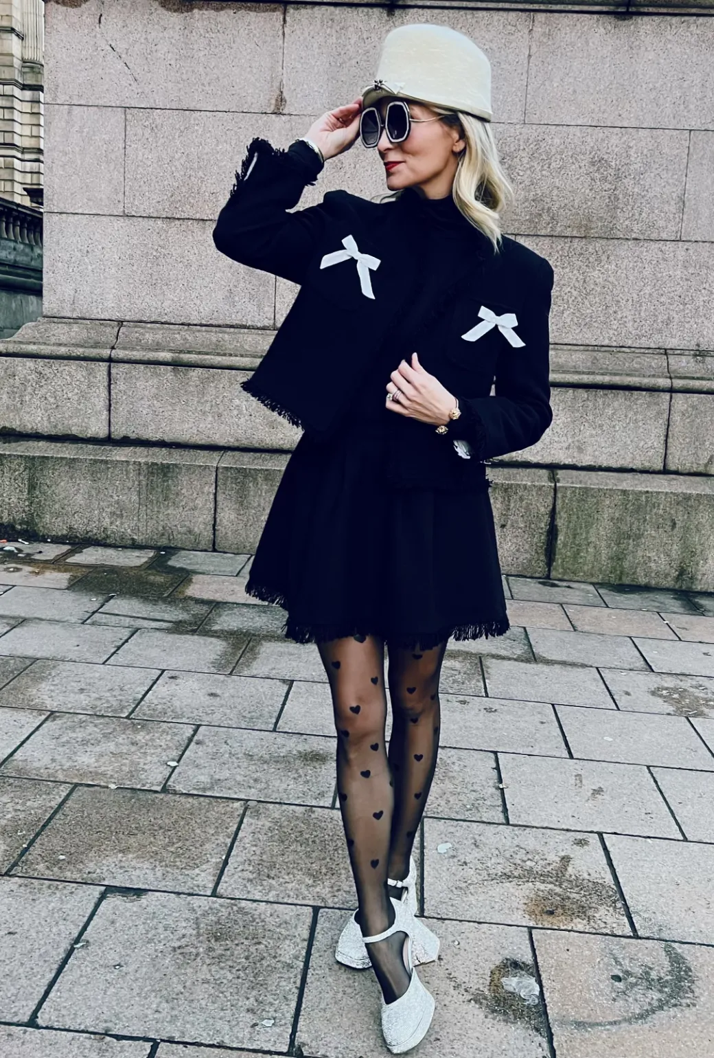 Bow Blazer - Black Tweed street pulse