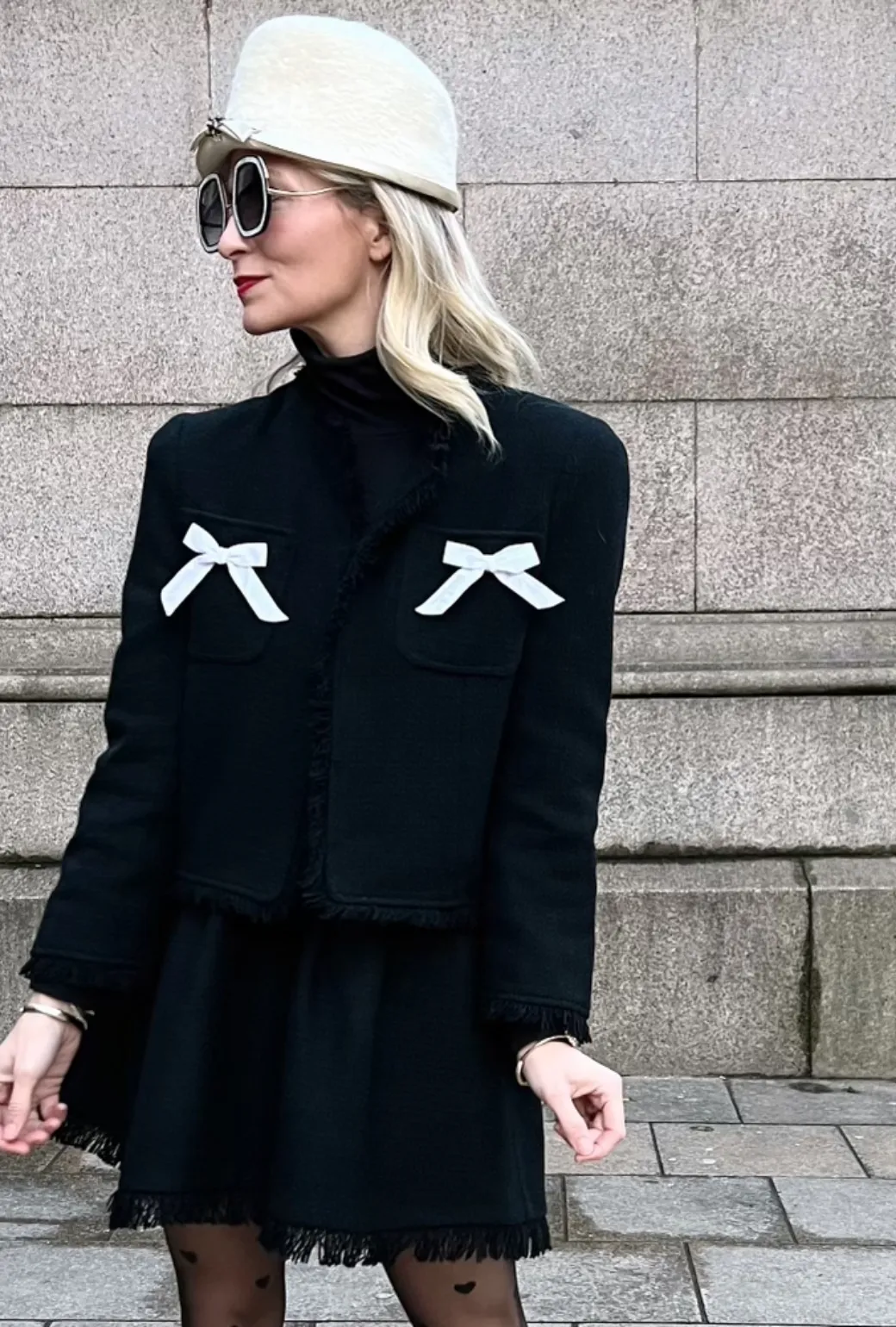 Bow Blazer - Black Tweed bold comfort