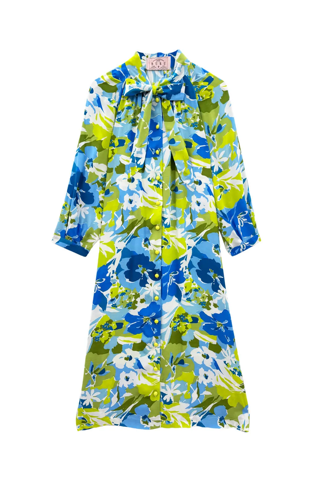 Bow Housecoat - Aqua Floral airy comfort