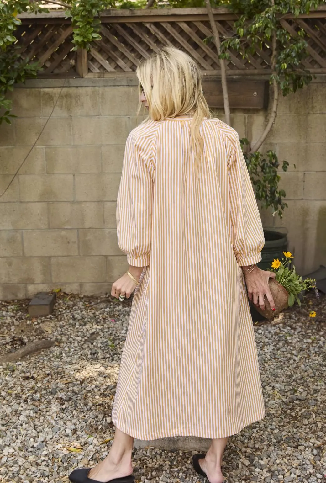 Bow Housecoat - Marigold Stripe cool mix