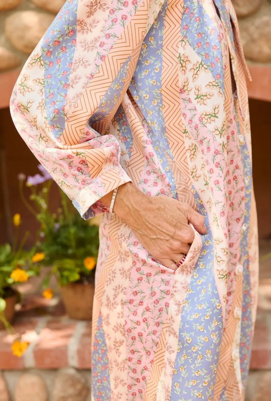 Bow Housecoat - Patchwork Pink comfy glow