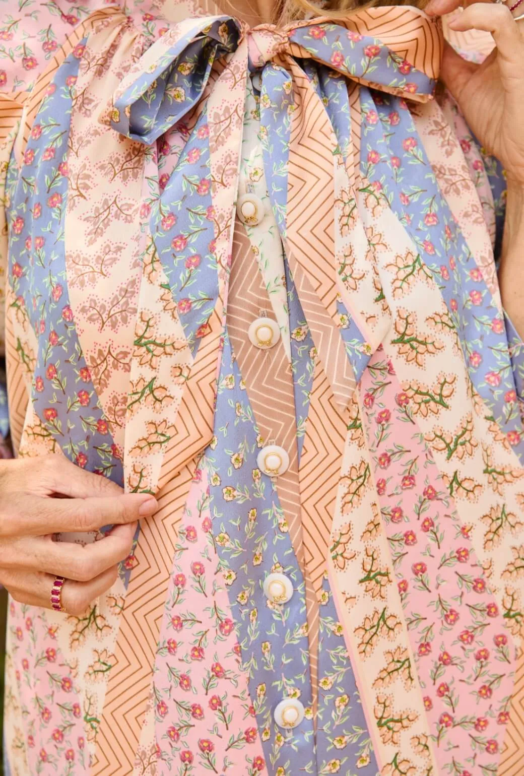 Bow Housecoat - Patchwork Pink weekend wear