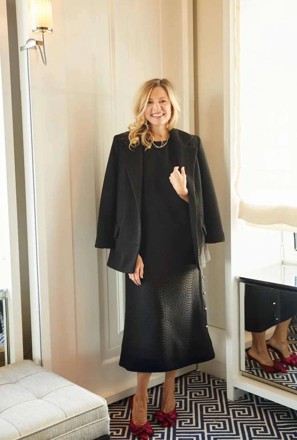 Boyfriend Blazer - Black Python Knit cloud form