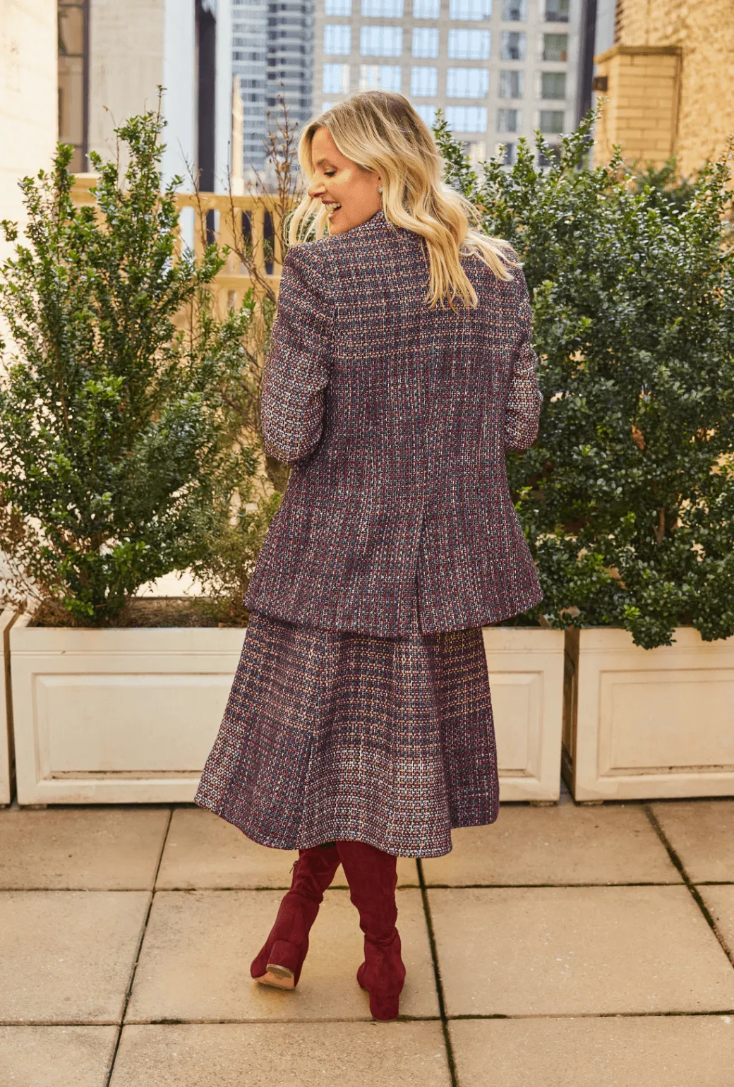 Boyfriend Blazer - Cranberry Tweed foggy form