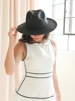 Braided Straw Hat - Black nature drift