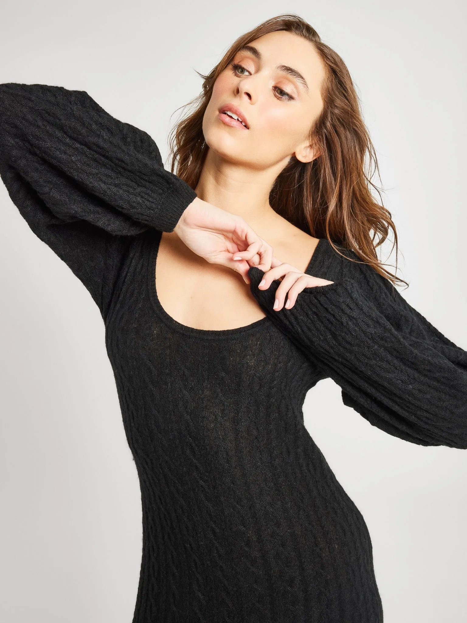 Brianna Sweater Dress in Black romantic mood