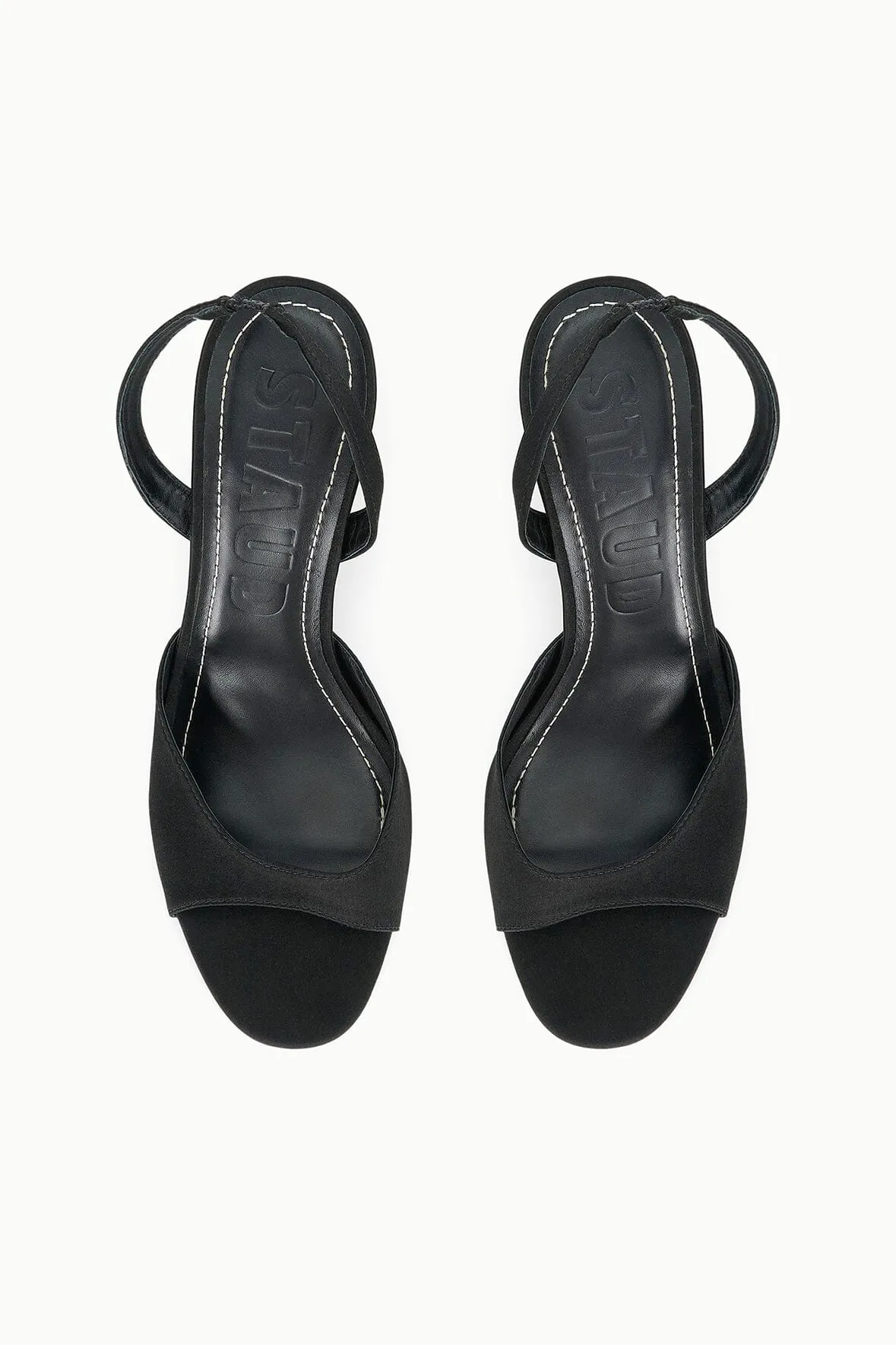 BRIGITTE HEEL | BLACK SATIN fashion icon