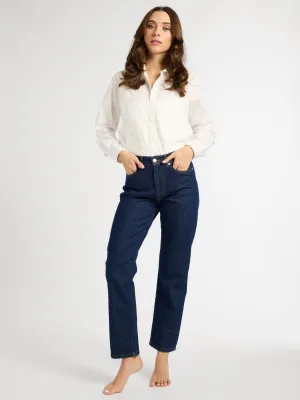 Brooke Mid Rise Slim Fit Jean in Dark Rinse high waist