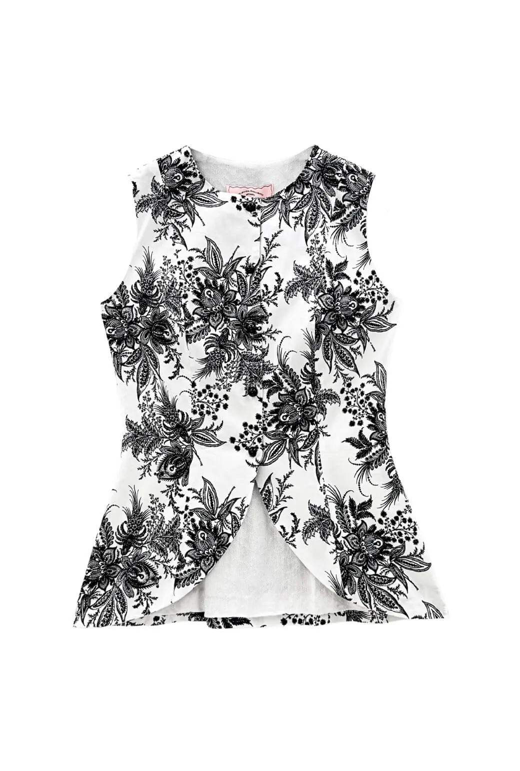 Buru x Kristin Kennedy Annie Vest - B&W Botanical clean design