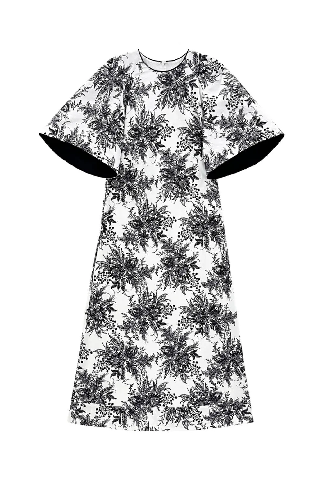 Buru x Kristin Kennedy Bell Sleeve Astor Dress - B&W Botanical classy mood