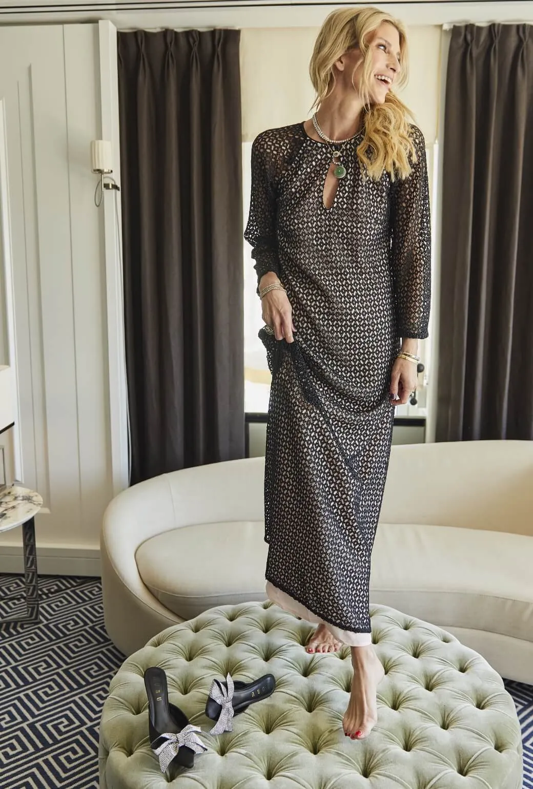 Buru x Kristin Kennedy Keyhole Astor Dress - Black Lace gentle style
