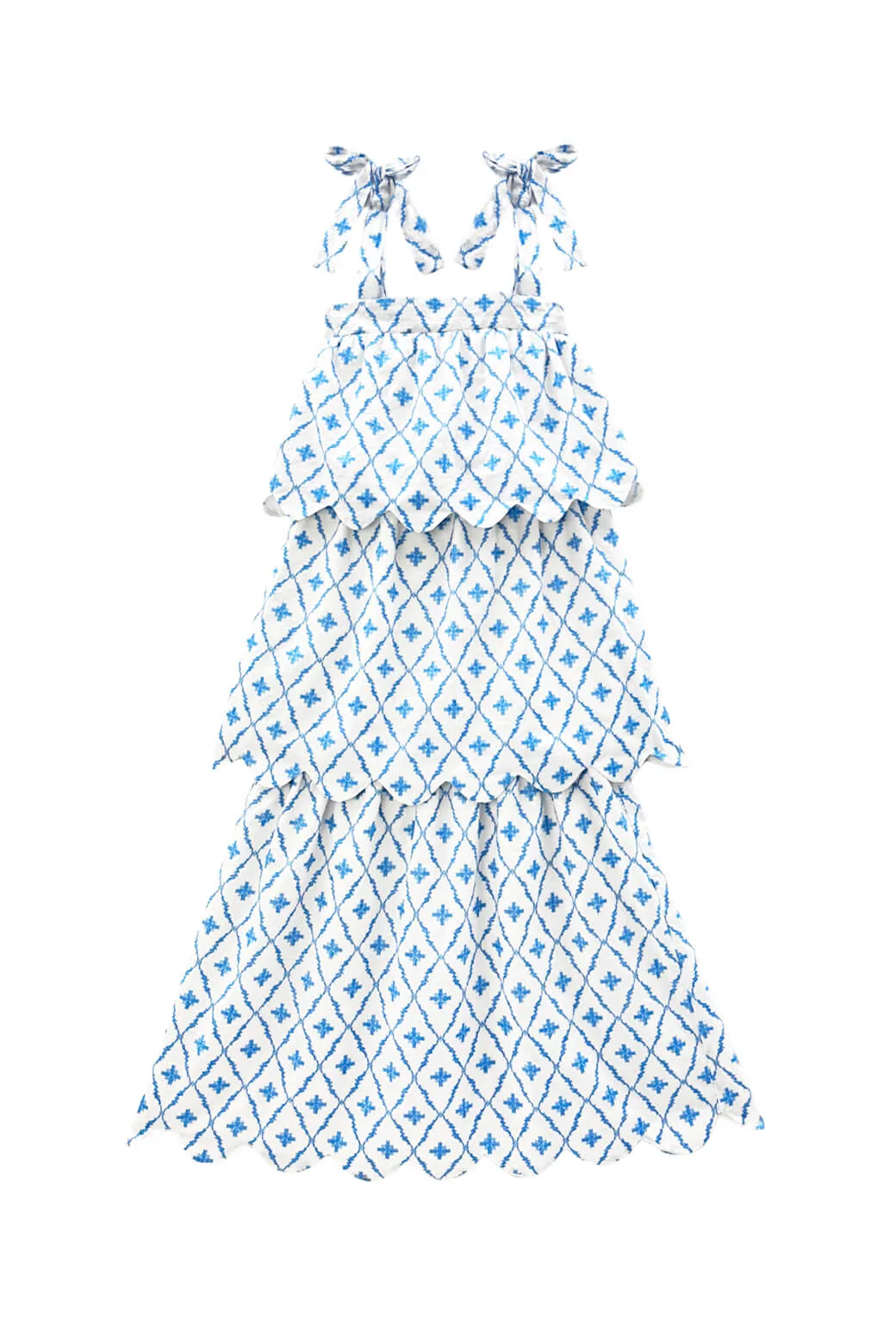 Buru x Kristin Kennedy Scallop Tier Dress - White modern beauty
