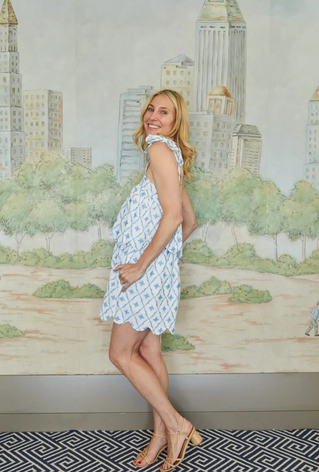 Buru x Kristin Kennedy Scallop Tier Dress - White retro charm