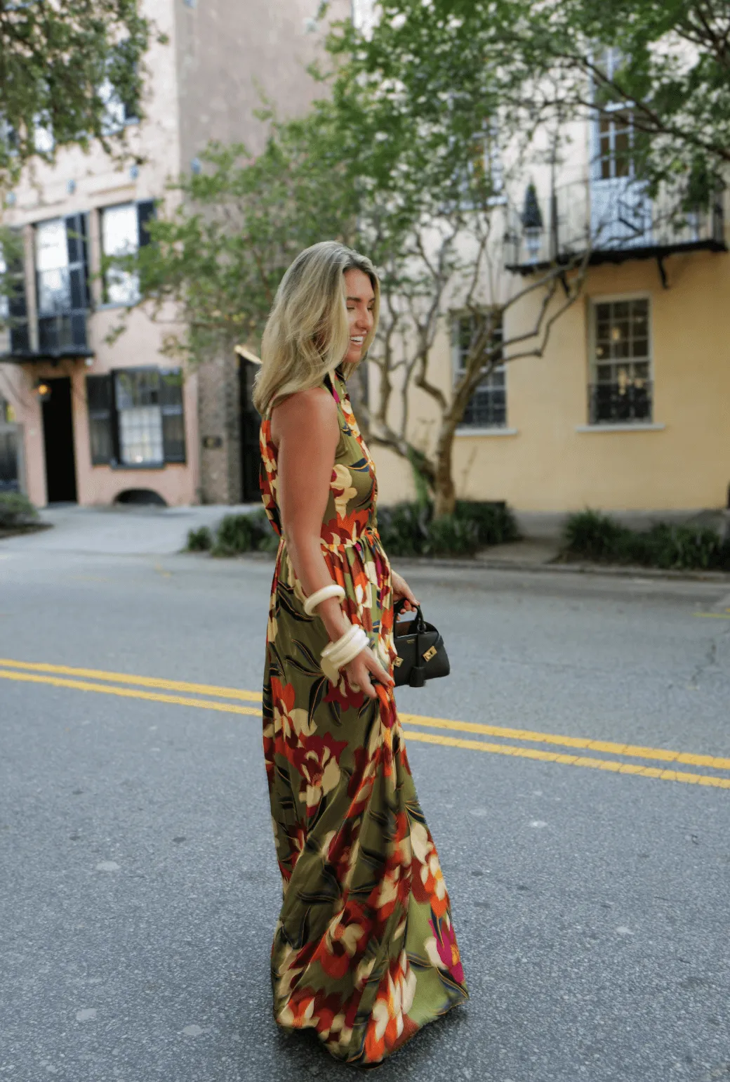 Buru x Megan Stokes Sleeveless Shirtdress - Olive Floral timeless shine