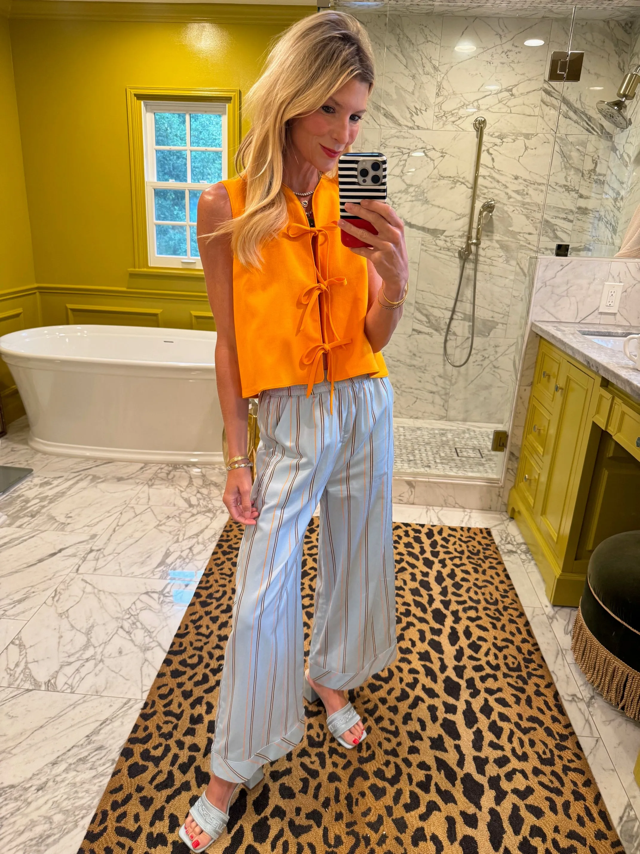 Buru x Megan Stokes  The Fife Vest - 2.0 Orange Linen cozy vibe