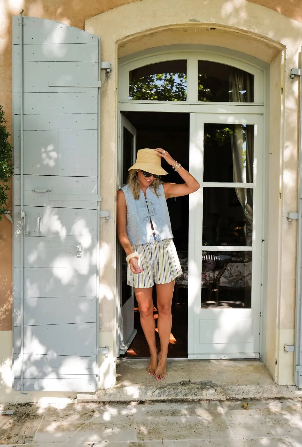 Buru x Megan Stokes  The Fife Vest - Embroidered Chambray outdoor shield