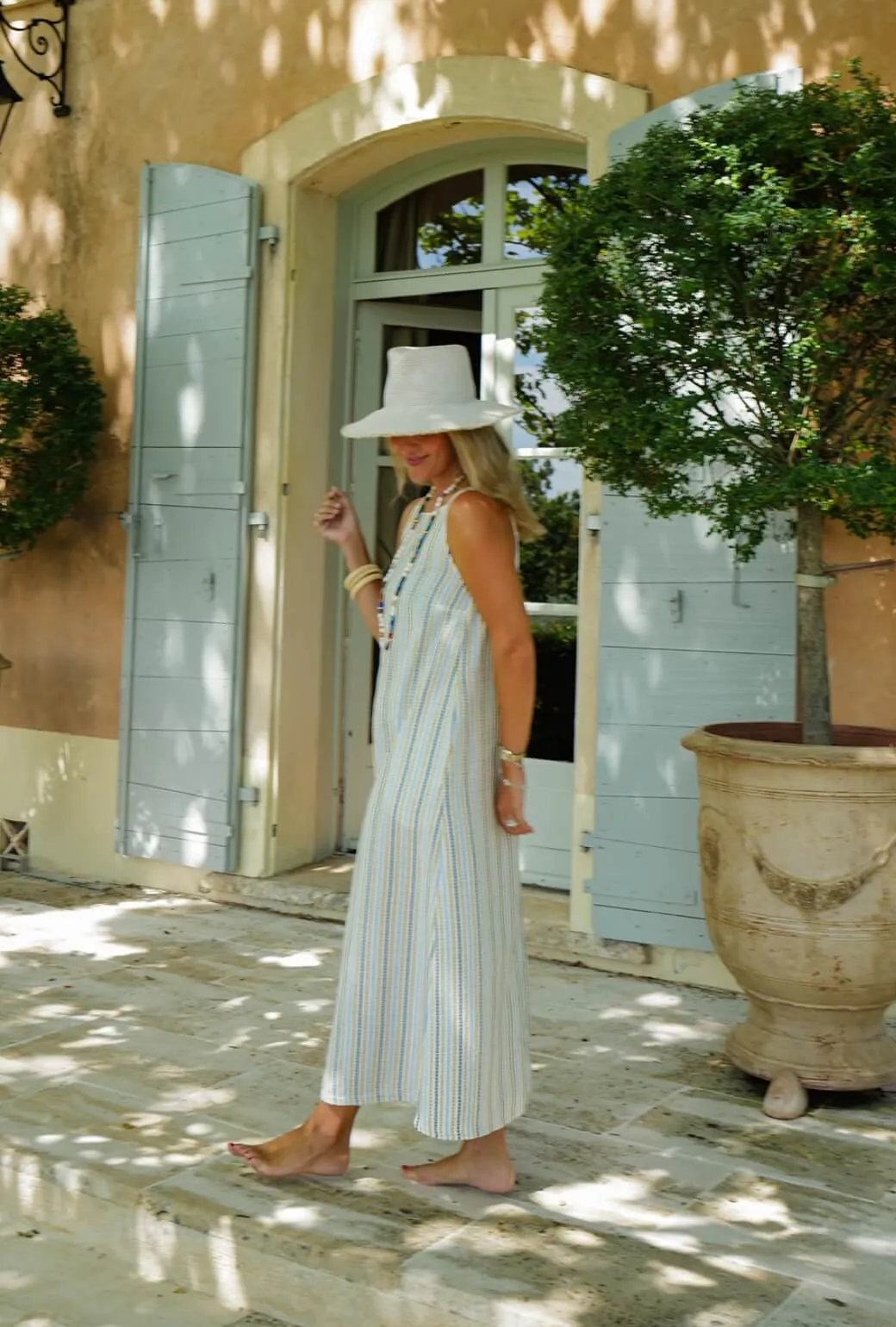 Buru x Megan Stokes The Megan MIDI Dress - Popcorn Stripe soft harmony