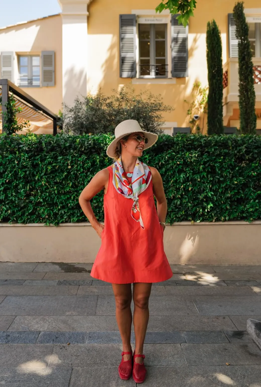 Buru x Megan Stokes The Megan MINI Dress - Coral Twill polished feel