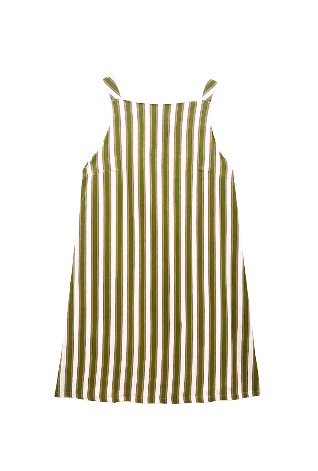 Buru x Megan Stokes The Megan MINI Dress - Green & Brown Stripe classic feel