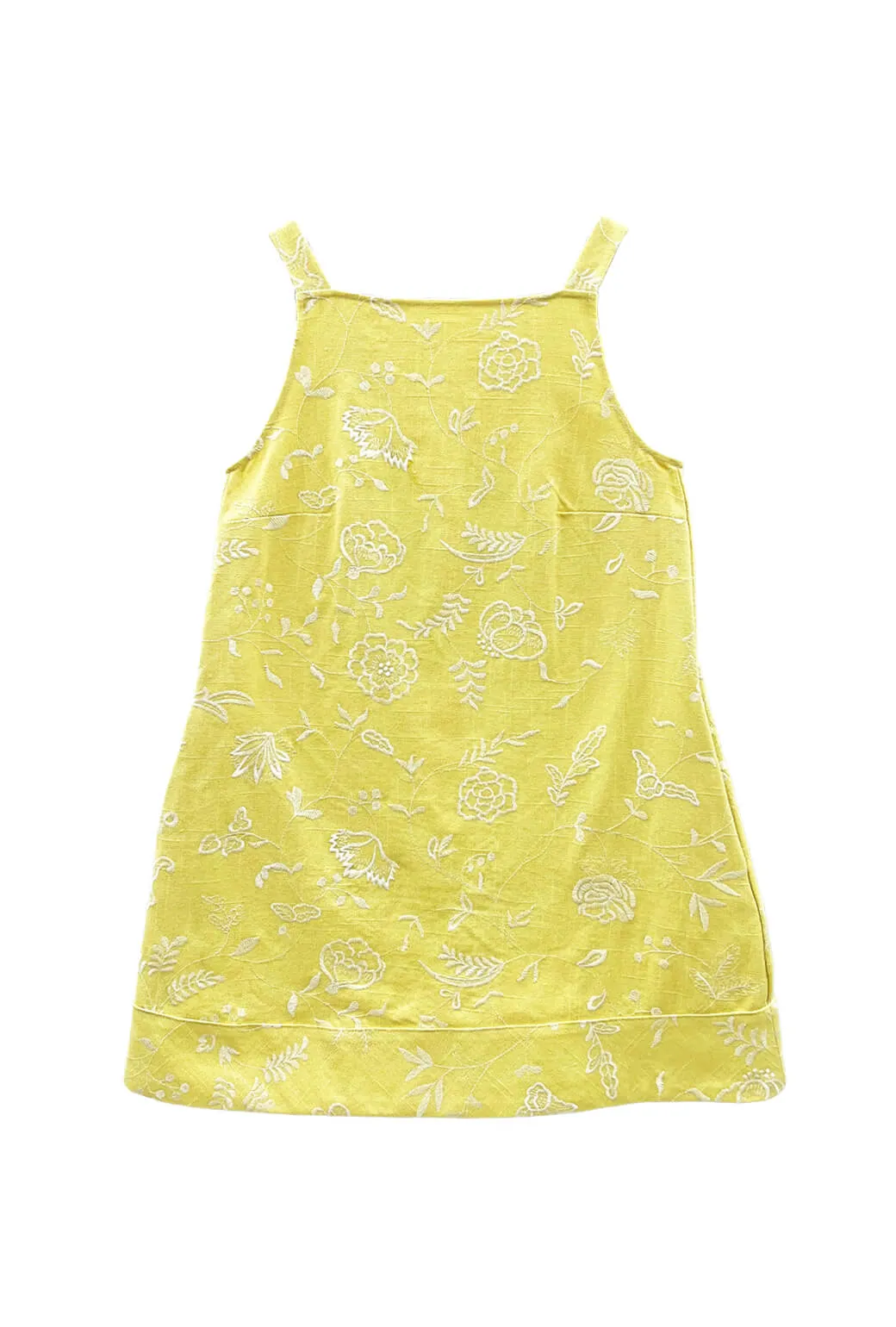 Buru x Megan Stokes The Megan MINI Dress - Yellow Linen Embroidery modern muse