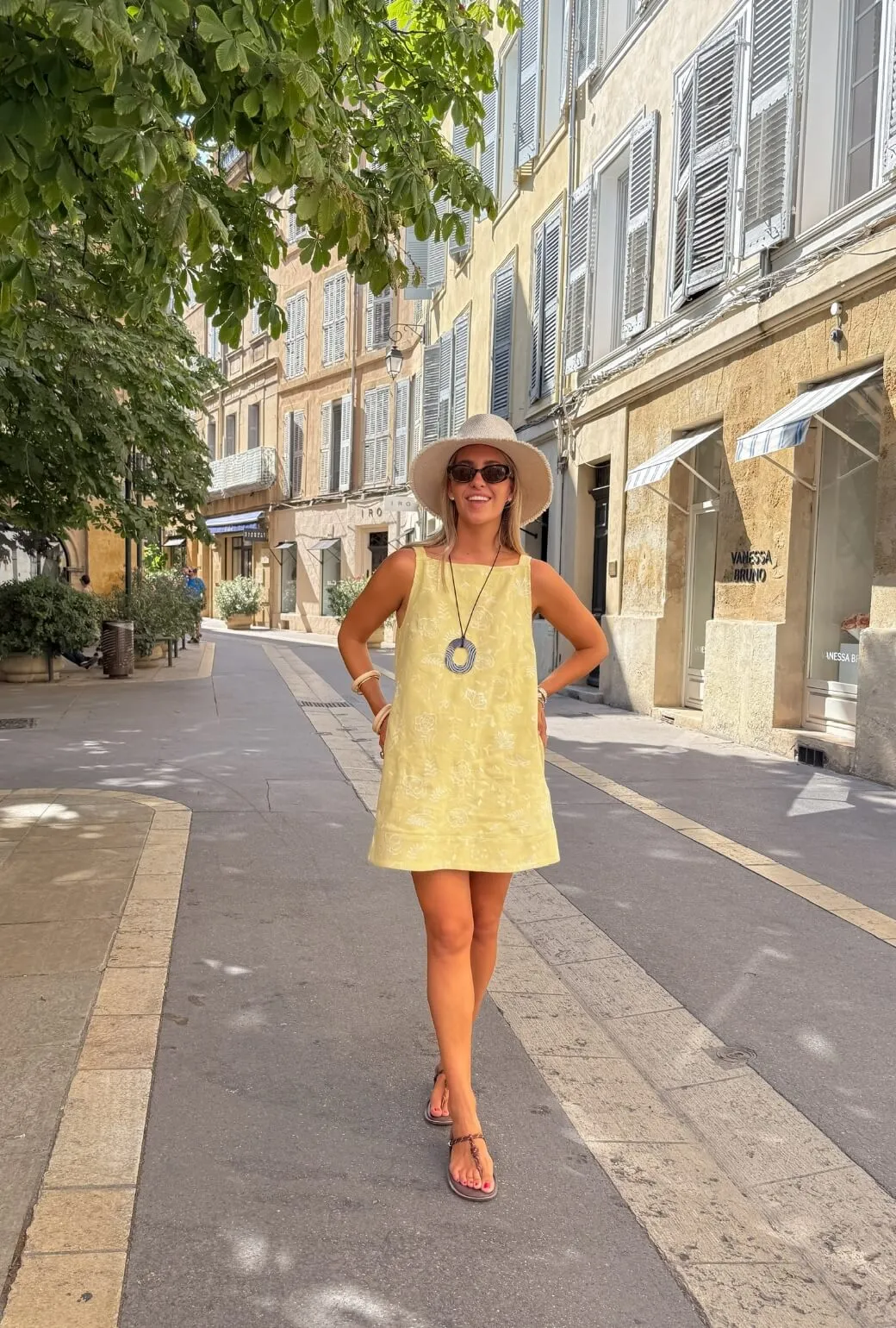Buru x Megan Stokes The Megan MINI Dress - Yellow Linen Embroidery soft power