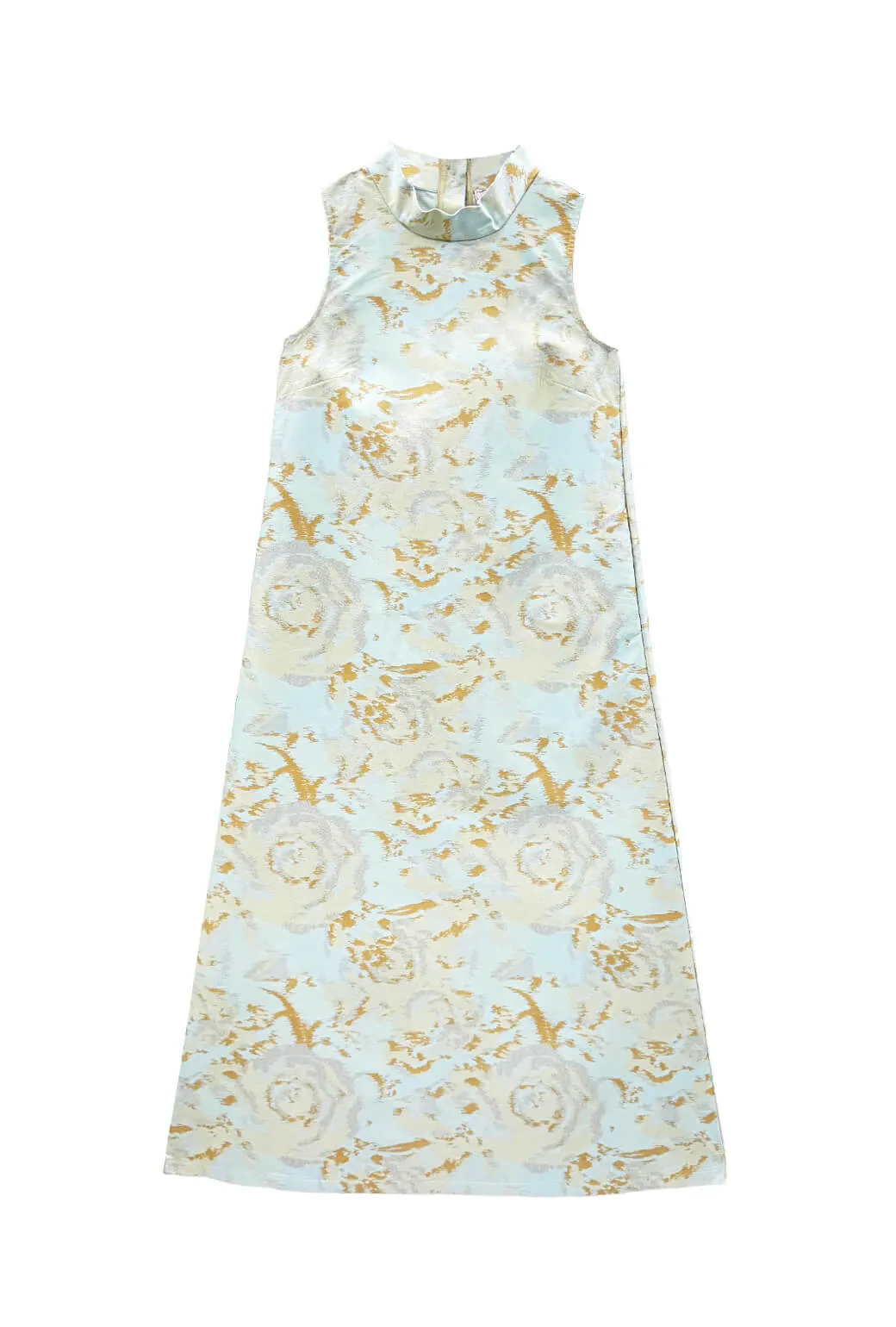 Buru x Old Soul Etiquette Maxi Mod Dress - Aqua Abstract Flame Stitch fresh tone